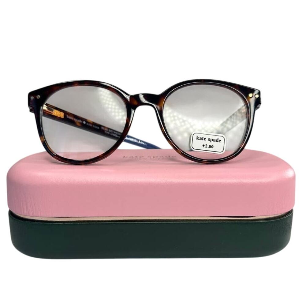 Kate Spade KS KAYLIN 086 Dark Havana Plastic Round Reading Glasses 49mm +2.0